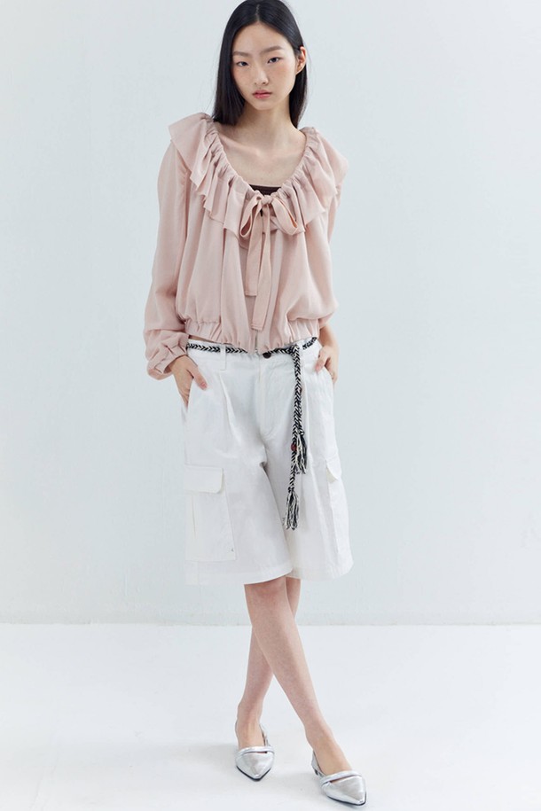 OPENING SUNSHINE - 자켓 - Ruffle Collar Shirring Chiffon Jacket_Fuzzy Pink