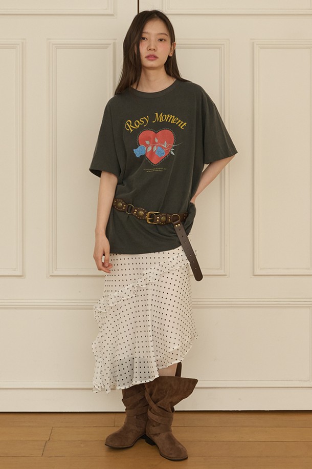OPENING SUNSHINE - 반소매 티셔츠 - Vintage Pigment Rose Graphic T-shirts_Charcoal