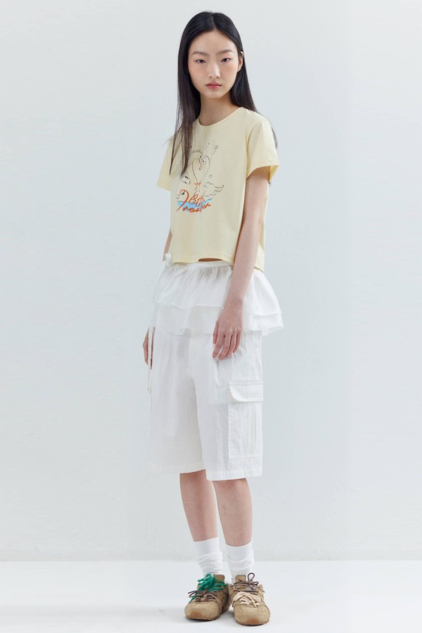 OPENING SUNSHINE - 미니스커트 - See-through Double Layered Wrap Skirt_White