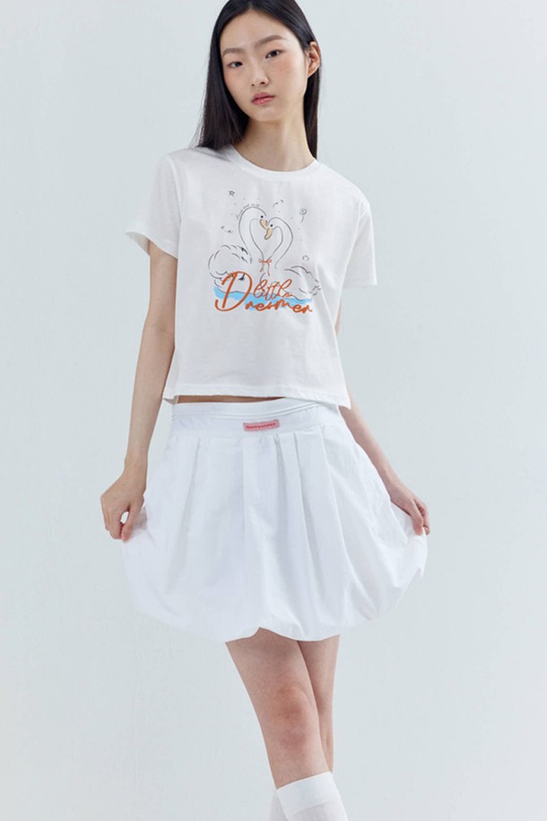 OPENING SUNSHINE - 미니스커트 - Pin-tuck Balloon Mini Skirt_White