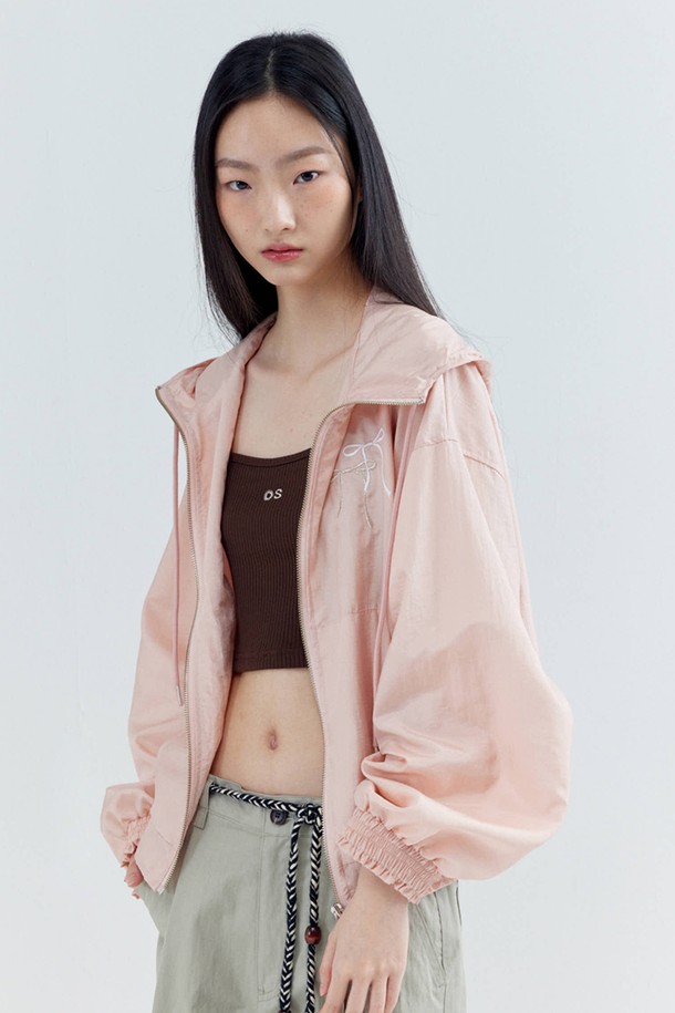 OPENING SUNSHINE - 자켓 - Double Ribbon Nylon Wind breaker_Peach Pink