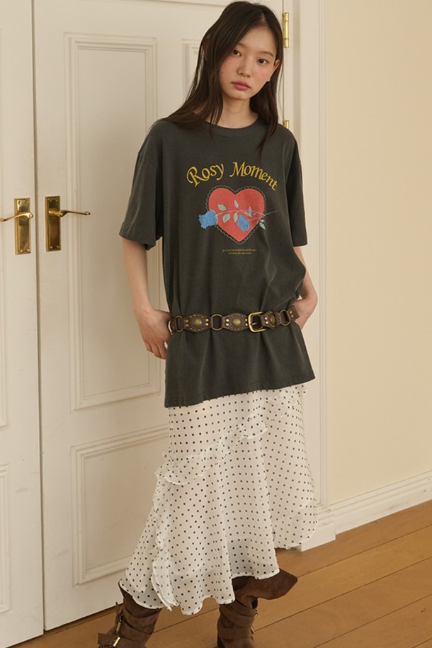 OPENING SUNSHINE - 반소매 티셔츠 - Vintage Pigment Rose Graphic T-shirts_Charcoal