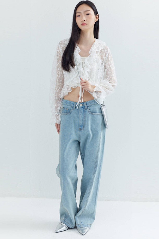 OPENING SUNSHINE - 블라우스 - Ruffle Lace Feminine Blouse_White