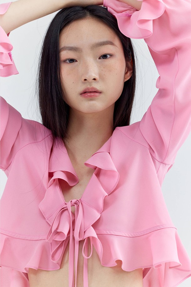 OPENING SUNSHINE - 블라우스 - Ruffle Feminine Chiffon Blouse_Pink