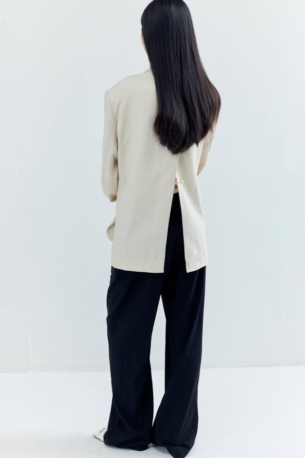 OPENING SUNSHINE - 롱/미디팬츠 - Double-waist Silky Wide Pants_Black