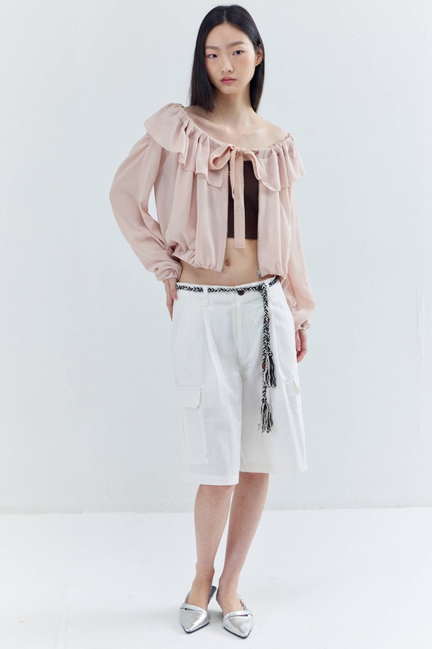 OPENING SUNSHINE - 롱/미디팬츠 - Cotton One-tuck Bermuda Pants_White