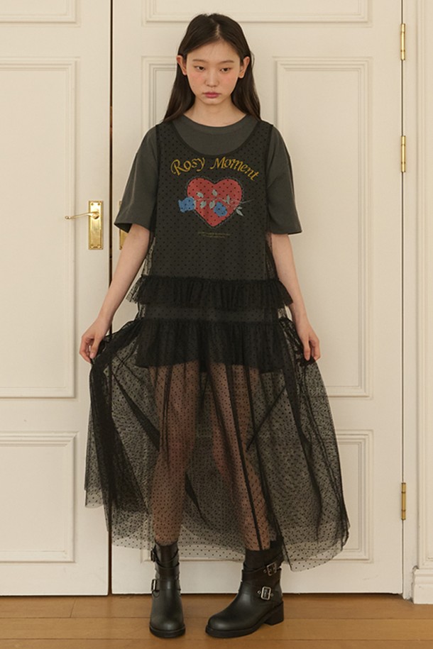 OPENING SUNSHINE - 반소매 티셔츠 - Vintage Pigment Rose Graphic T-shirts_Charcoal