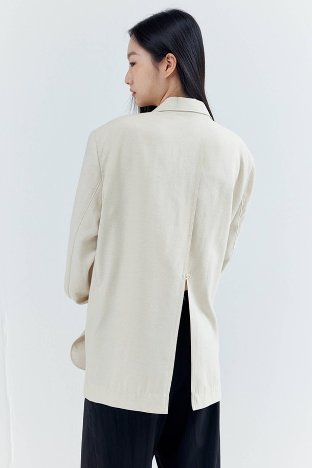 OPENING SUNSHINE - 자켓 - Over-fit Linen Back-opened Jacket_Beige