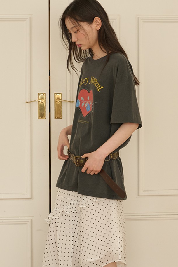 OPENING SUNSHINE - 반소매 티셔츠 - Vintage Pigment Rose Graphic T-shirts_Charcoal