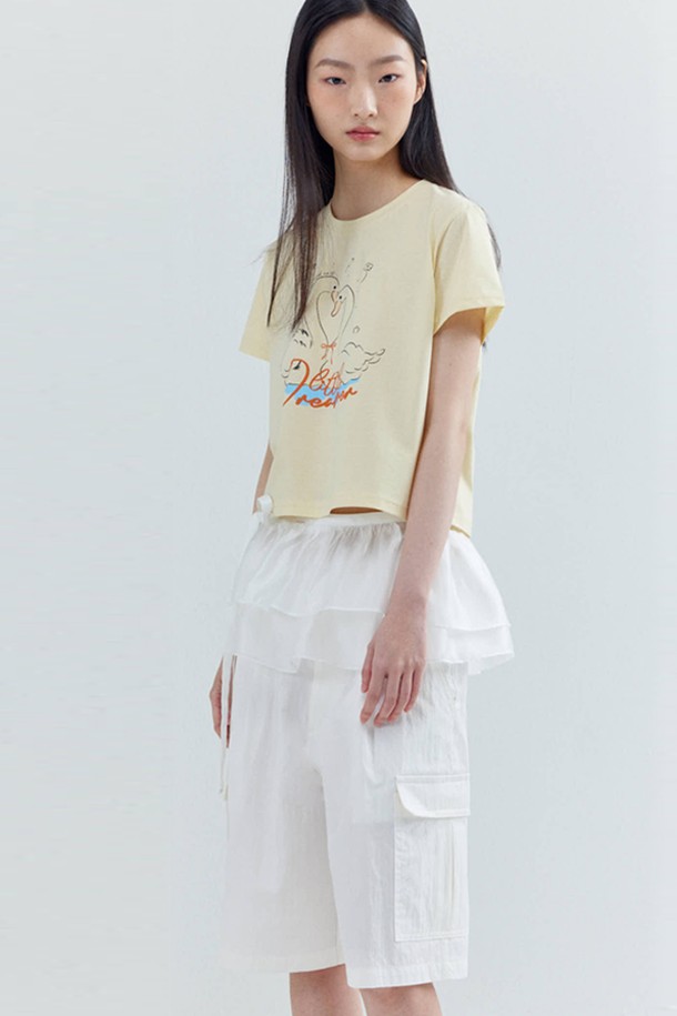 OPENING SUNSHINE - 미니스커트 - See-through Double Layered Wrap Skirt_White