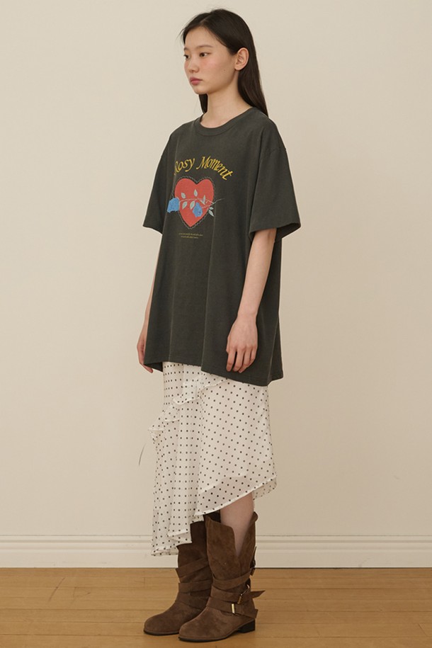 OPENING SUNSHINE - 반소매 티셔츠 - Vintage Pigment Rose Graphic T-shirts_Charcoal