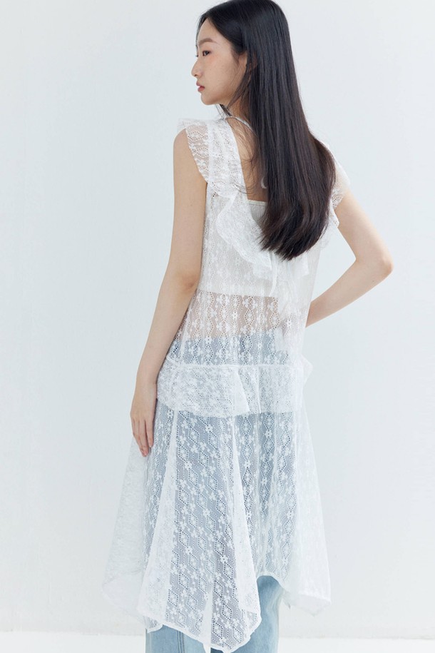 OPENING SUNSHINE - 민소매 원피스 - Ruffle Lace Layered Dress_White