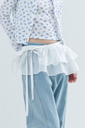 See-through Double Layered Wrap Skirt_White