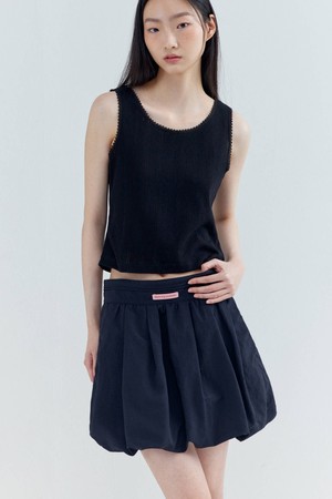 Pin-tuck Balloon Mini Skirt_Black