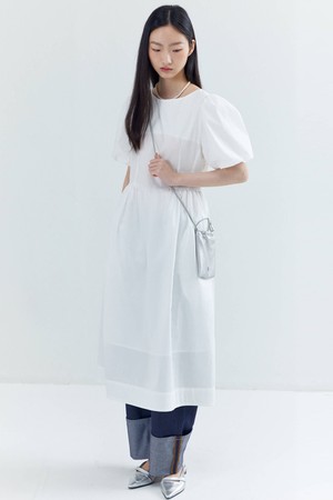 Balloon Sleeve Blooming Dress_White