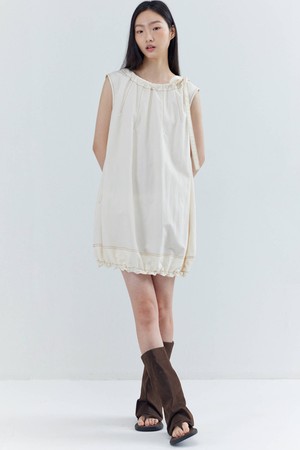 Ribbon String Balloon Mini Dress_Cream