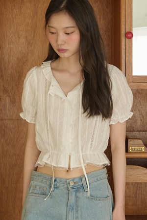 Lace Cotton Embroidery Cropped Blouse