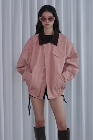 Vintage bomber leather jacket_Pink