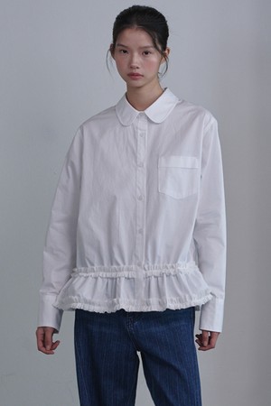 Frilled Layered Cotton Blouse_White