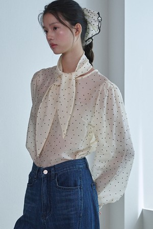 Dot Scarf Blouse_Ivory