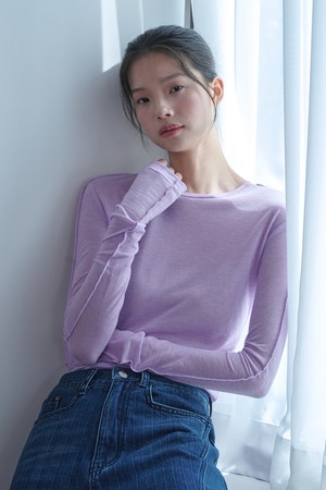 See-Through Wool Jersey T-shirt_Lavender