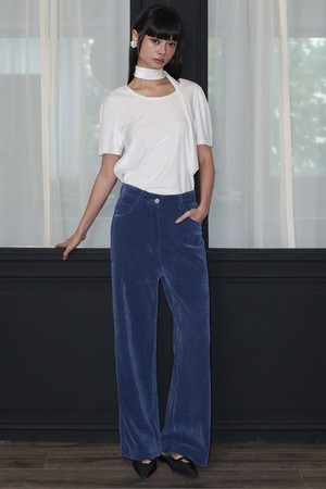 Velveteen Corduroy Wide Pants_Denim Blue