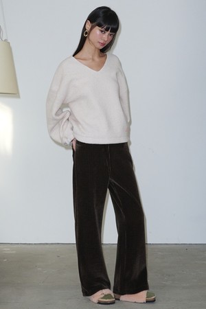 Velveteen Corduroy Wide Pants_Brown