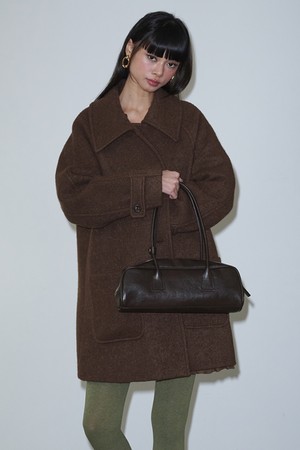 Boucle Half Wool Coat_Brown