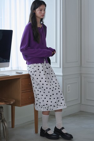 [리퍼브] Frill Midi Dot Skirt_White