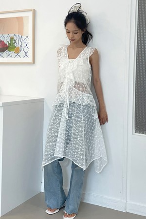 [리퍼브] Ruffle Lace Layered Dress_White