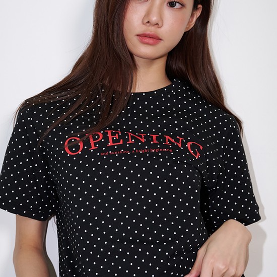 Dot Short-sleeved Logo Cropped T-shirt Black