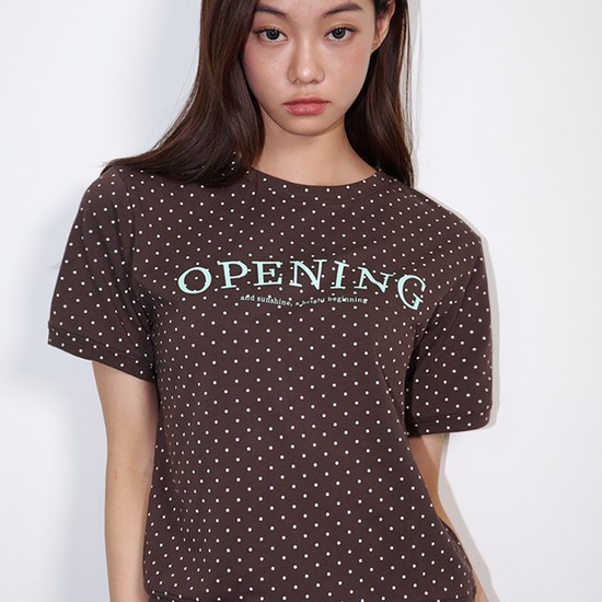 Dot Short-sleeved Logo Cropped T-shirt Brown