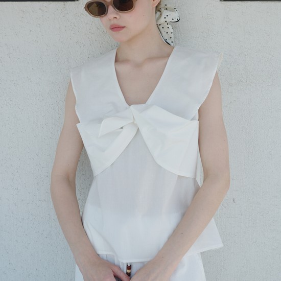 Twist Ribbon Sailor Blouse White