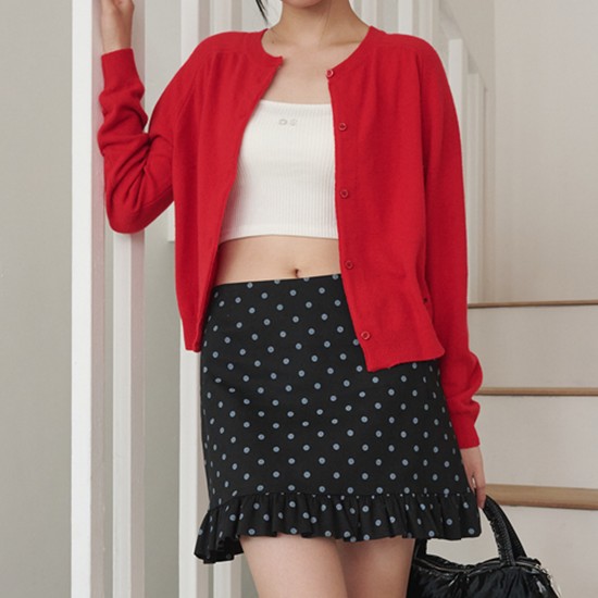 Dot Frill Mini Skirt Black