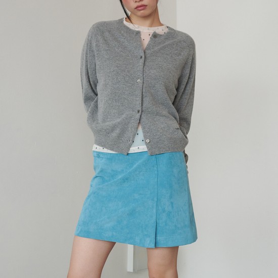 Suede Pocket Mini Skirt Blue