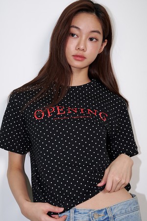 Dot Short-sleeved Logo Cropped T-shirt Black