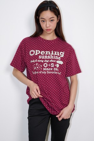Dot Short-sleeved Logo Boxy T-shirt Burgundy