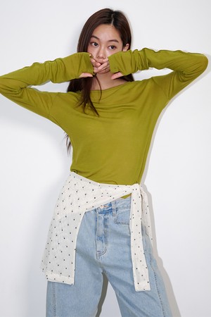 See-Through Wool Jersey T-shirt_Olive