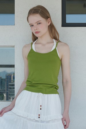 Sleeveless Color Jersey Top Olive