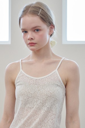 Rose Jacquard Lace Sleeveless Top White