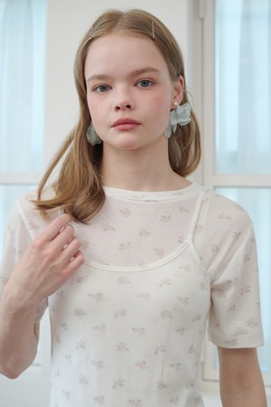 Floral Pattern Sleeveless Top Ivory
