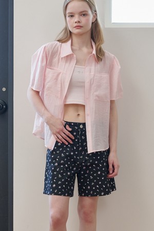 Vintage Floral Denim Shorts Black