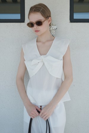 Twist Ribbon Sailor Blouse White