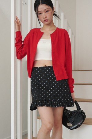 Dot Frill Mini Skirt Black