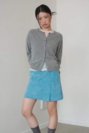 Suede Pocket Mini Skirt Blue
