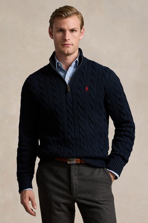 폴로 랄프 로렌 케이블 니트 코튼 쿼터 지퍼 스웨터 MNPOSWE16820600_BLUE-a