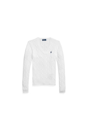 폴로 랄프 로렌 케이블 니트 코튼 브이넥 스웨터 WMPOSWENC021326_WHITE-a