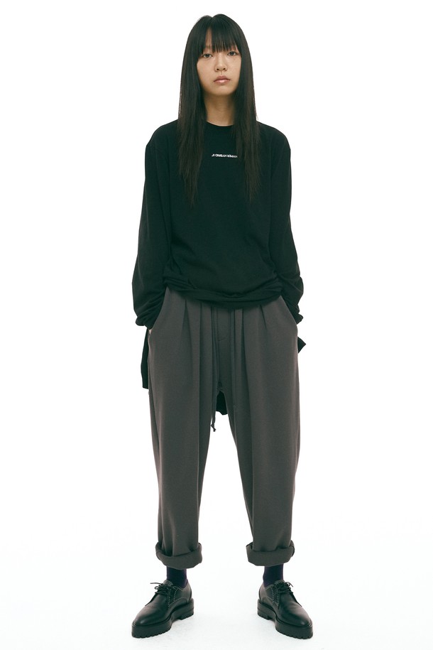 HYIIⁿ - 조거/스웨트팬츠 - [하이투] Tapered Drawstring Sweat Pants Charcoal Grey