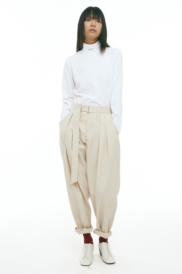 HYIIⁿ - 캐주얼팬츠 - [하이투] Two Belt Loop Tapered Pants Ivory