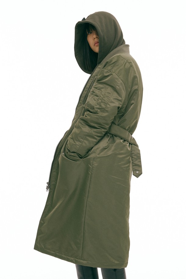 HYIIⁿ - 점퍼 - [하이투] Waist Belt Long MA-1 Jumper Khaki